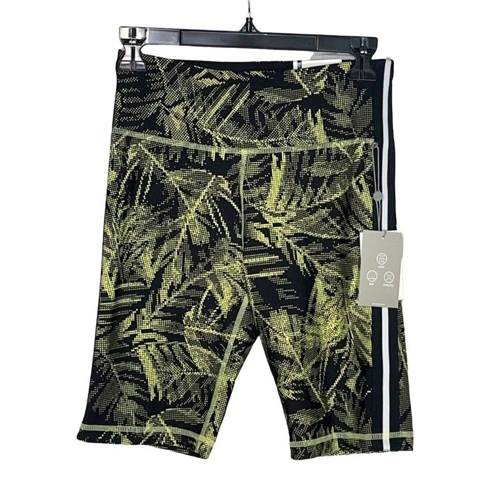 Dkny Sport Pixel Palm-Print High-Waist Bike Shorts Black, green S - Picture 7 of 11